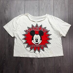 Vintage Mickey Mouse Disney 1990s Medium Cropped Shirt Single Stitch Cartoon